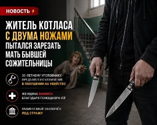 Мужчина задержан за попытку убийства матери бывшей подруги в Котласе